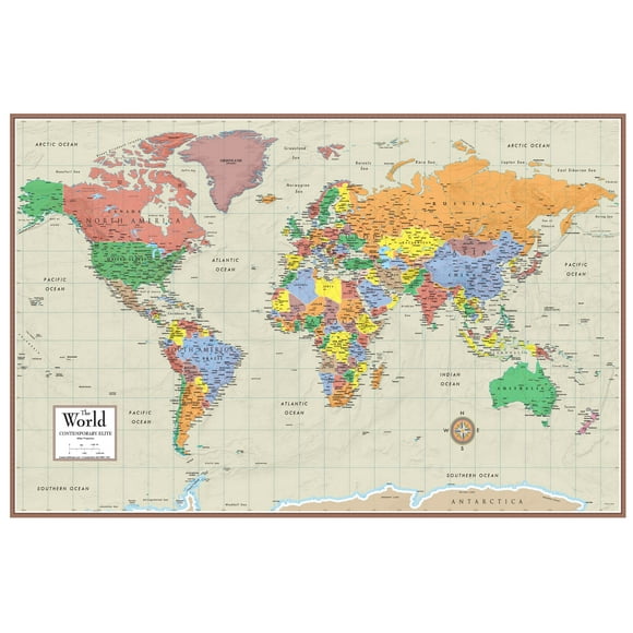 PP WORLD MAP ATLAS COLOUR GLOBE GIANT ART PRINT PANEL POSTER NOR0316